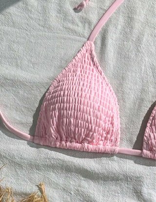 Bikini rosa fruncido