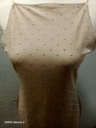 Vestido H&M Beige con Brillantes