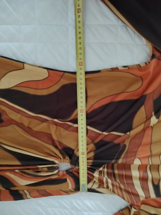 Vestito lungo fantasia marrone e arancio