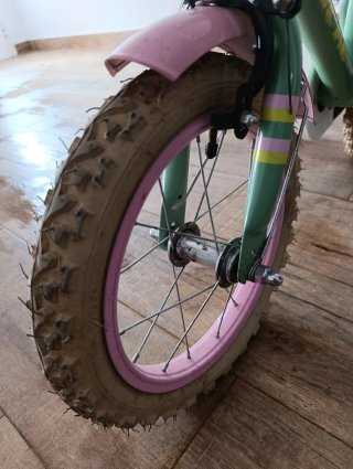 Bicicleta infantil 14 niña rosa y verde