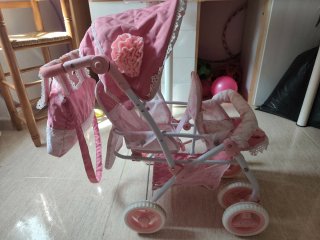 Carrito Muñeca Gemelar Rosa