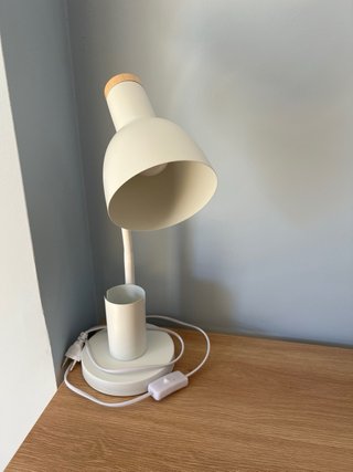 Lámpara Escritorio LED Madera Blanca