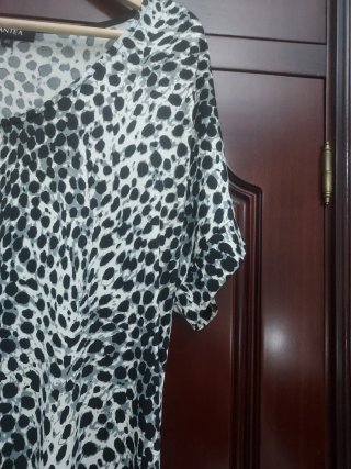 Vestido Antea Talla 46 Negro Blanco