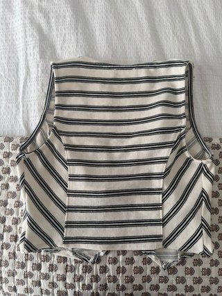 Chaleco La Petite rayas beige y negro Talla S