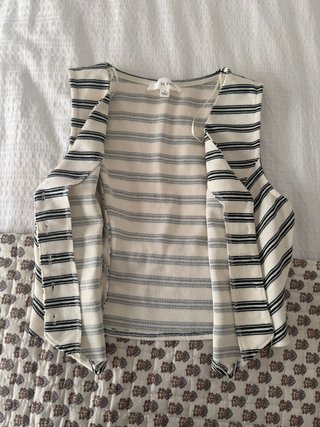 Chaleco La Petite rayas beige y negro Talla S
