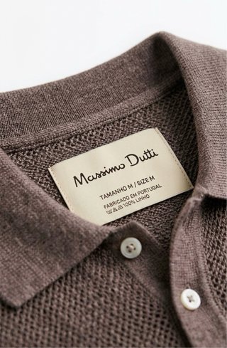 Polo Massimo Dutti Linho M Castanho