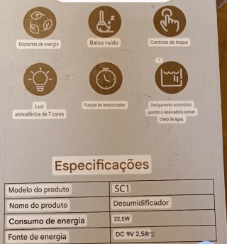 Mini Desumidificador Branco 1500ml