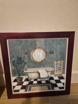 Pareja Cuadros Decorativos Baño Madera