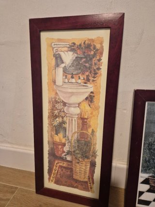 Pareja Cuadros Decorativos Baño Madera