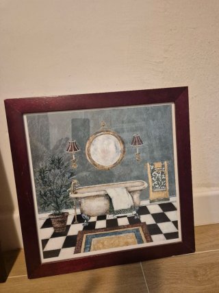 Pareja Cuadros Decorativos Baño Madera
