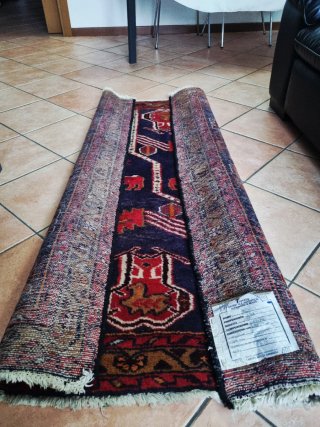Tappeto Persiano Antico Lana Blu Rosso