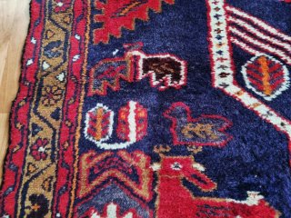 Tappeto Persiano Antico Lana Blu Rosso