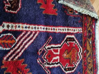 Tappeto Persiano Antico Lana Blu Rosso
