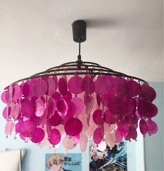 Lámpara techo colgante hojas buganvilla/rosa