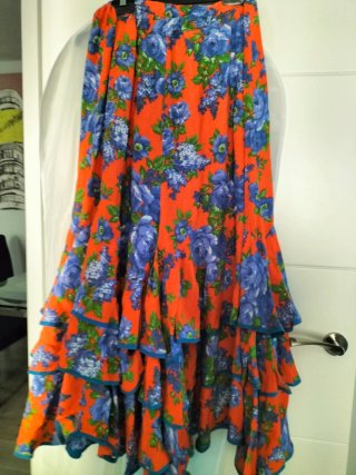 Falda flamenca naranja y morada Talla M