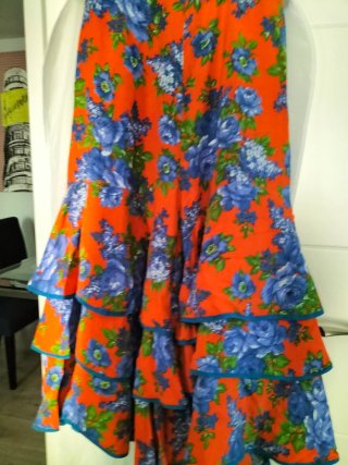Falda flamenca naranja y morada Talla M