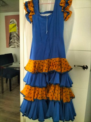 Traje Flamenca Talla S Azul Naranja