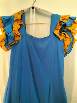 Traje Flamenca Talla S Azul Naranja