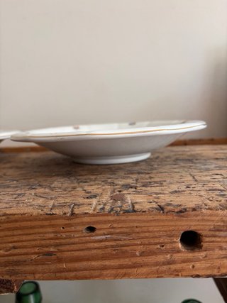 COMPOTIER PLATO A PIE ANTIGUO PORCELANA FRANCESA