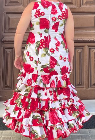 Traje de Flamenca Flores rojas Talla 44-46