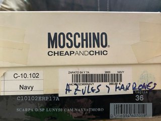 Zapatos Moschino Talla 36 Tacón 4cm Azul/Marrón