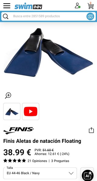 Aletas natación Finis Long Floating