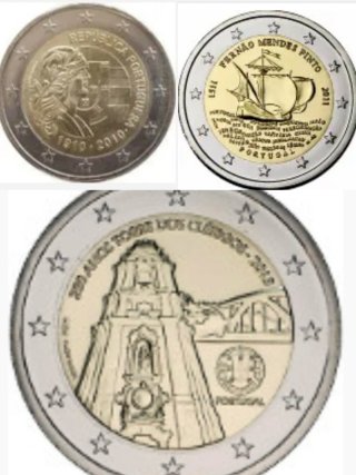 PORTUGAL 2010,2011,2013 CONMEMORATIVAS S/C