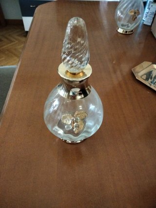 Conjunto 3 piezas tocador cristal dorado
