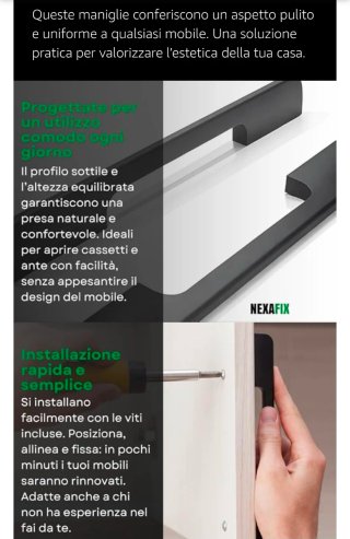 Maniglie per Mobili Nere - Set 10