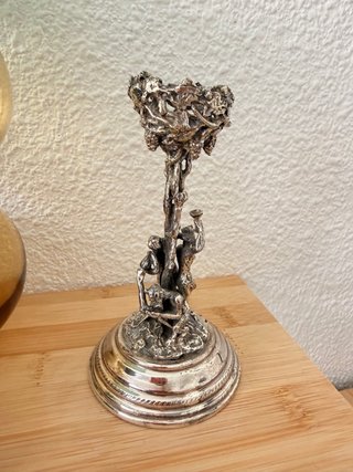 Portavelas plata siglo XIX