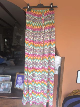 Vestido largo palabra de honor estampado