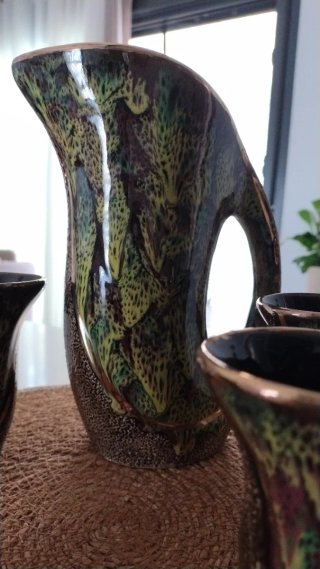 Set di ceramica vintage anni '60 con caraffa e tazze