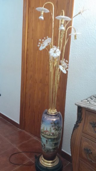 Lámpara de pie de cerámica con cristal de murano