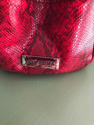 Borsa Via Roma donna pitonata rossa
