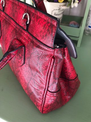 Borsa Via Roma donna pitonata rossa