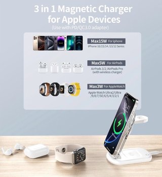Caricabatterie wireless 3 in 1 pieghevole MagSafe