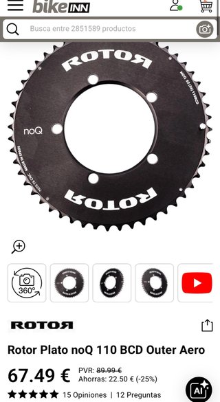 Plato Rotor NoQ Aero 110BCD 52T