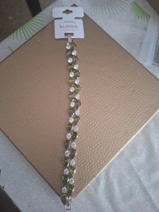 Pulsera Oro Laminado 14k Xuping Verde y Plata