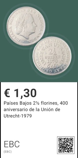 Moneda Países Bajos 2½ Florines Beatriz