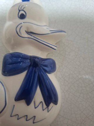 Formella papera ceramica decorata blu