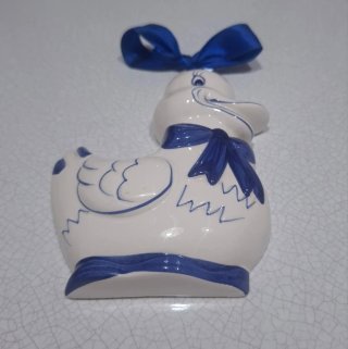Formella papera ceramica decorata blu