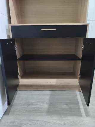 Armario auxiliar cocina negro y madera