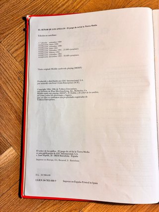 Libro El Señor de los Anillos Juego de Rol (JOC)