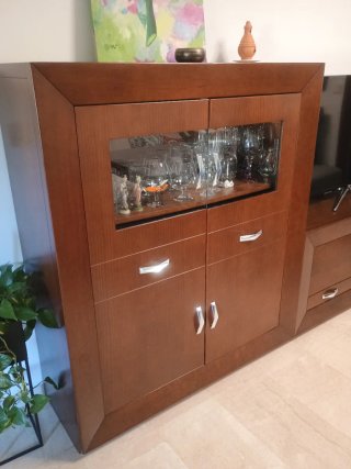 Muebles de salón madera y cristal