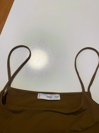 Top tirantes Mango blanco y verde militar