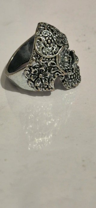Anillo Calavera Mexicana Plata Ley TaxcoTalla 17/8