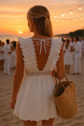 Nuevo con etiq Vestido Blanco espalda abierta