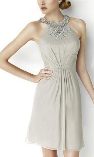 Vestido Coctel Pronovias Gris Perla