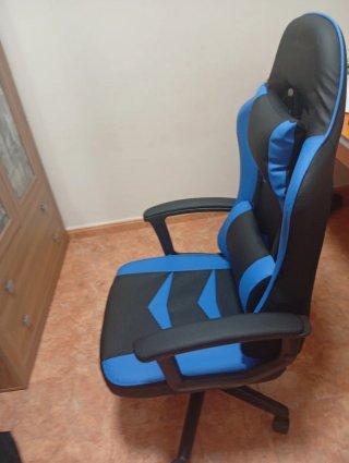 Silla Gamer Negra y Azul Reclinable