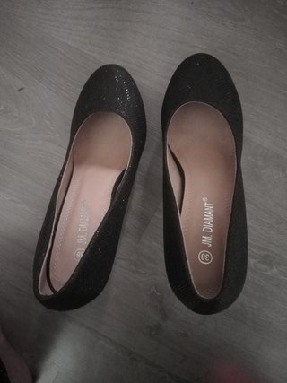 Zapatos tacón negros brillo
